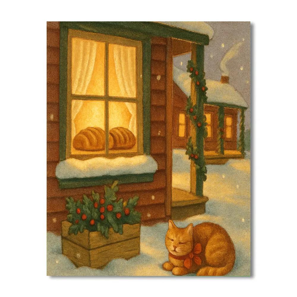 Festive Farmhouse Bread Cooling On The Sill painting number kit