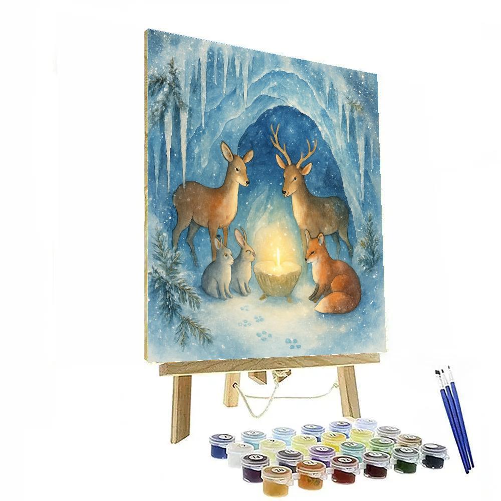 Crystal Cave Nativity Of Woodland Animals Number painting