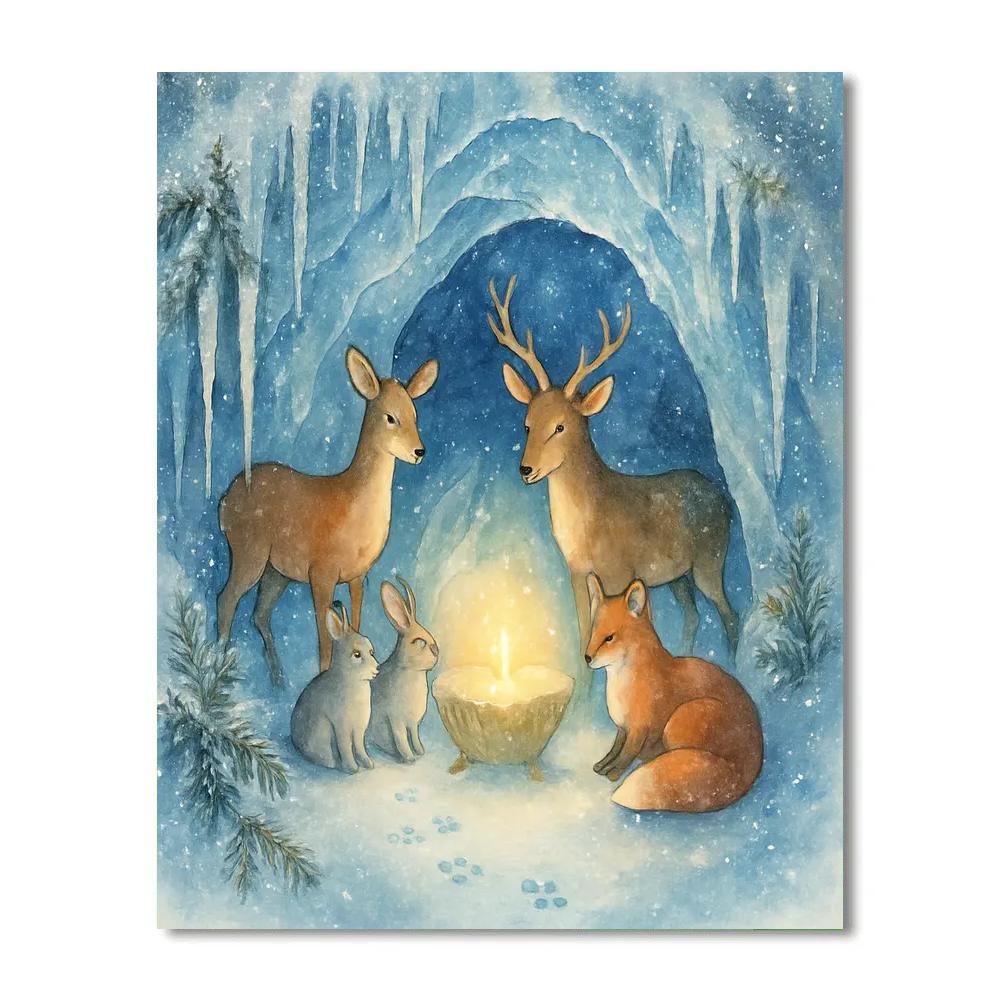Crystal Cave Nativity Of Woodland Animals Number painting