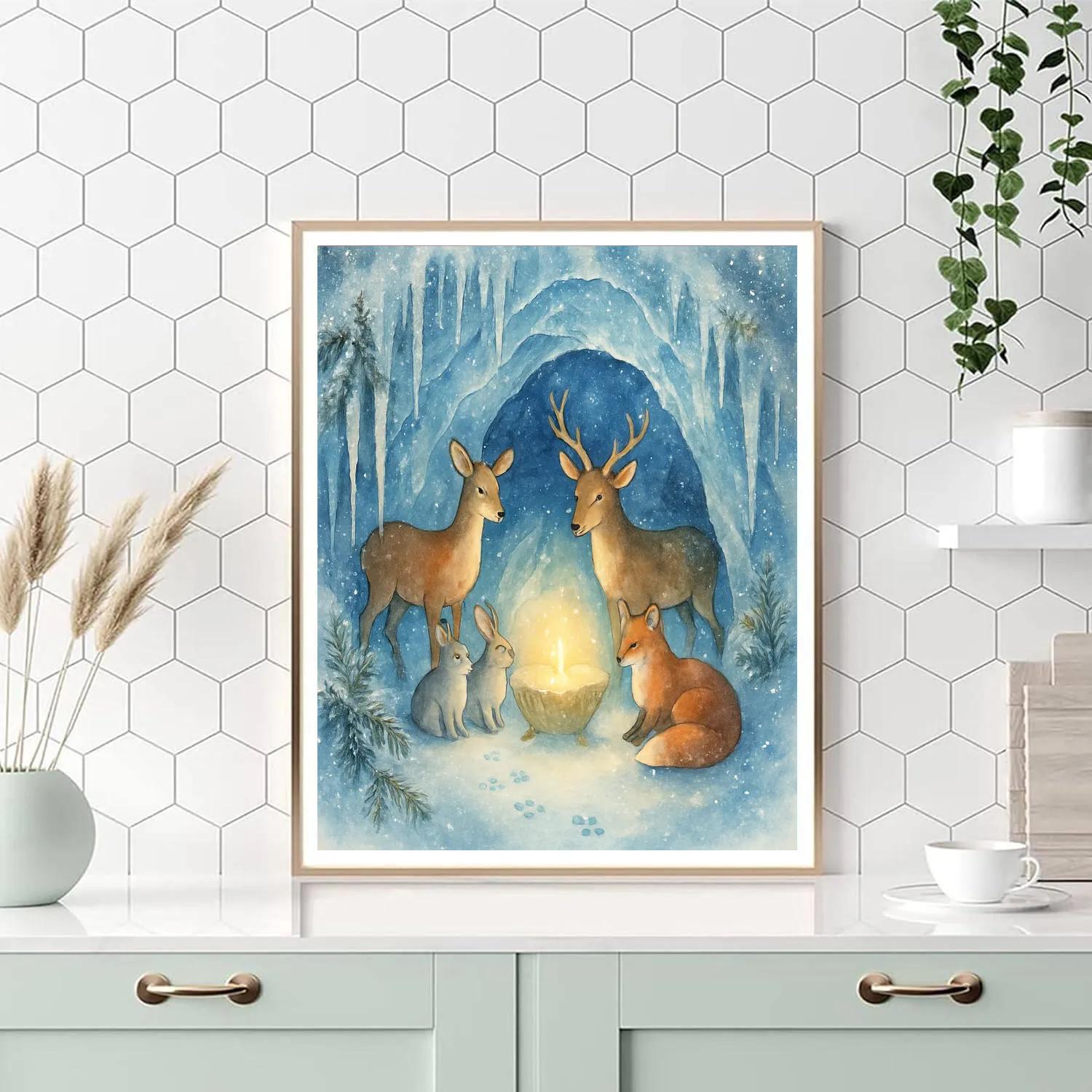 Crystal Cave Nativity Of Woodland Animals Number painting