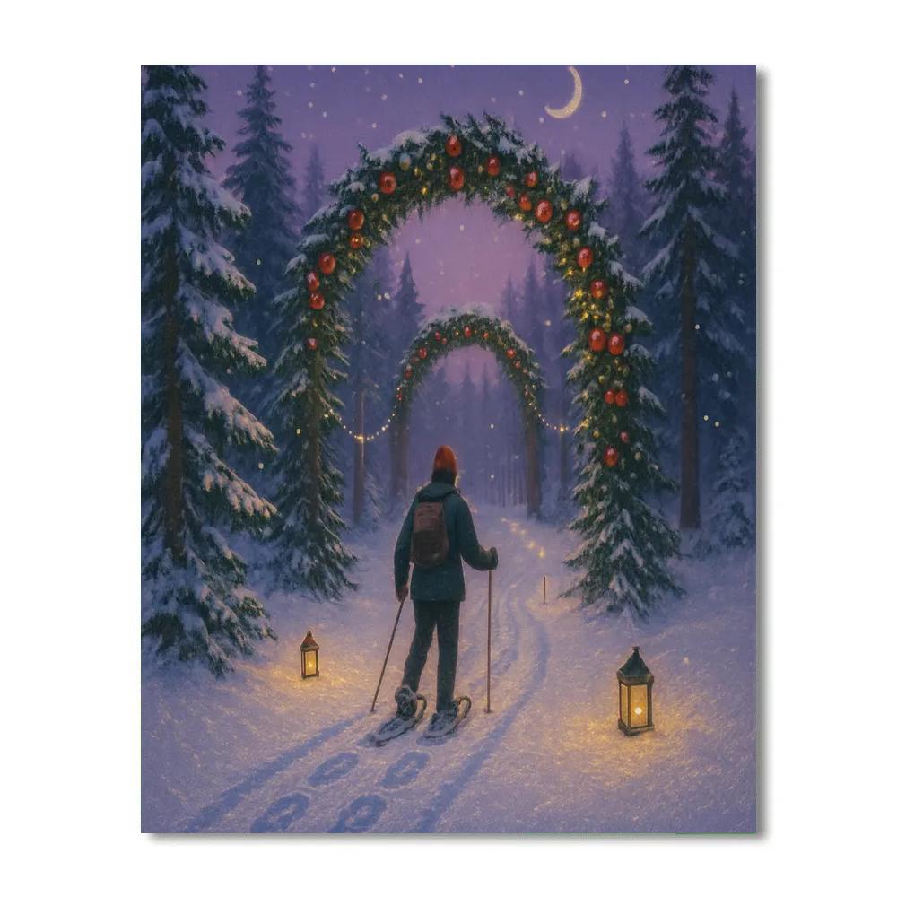 Twilight Snowshoe Trail To The Evergreen Archway DIY paint by numbers