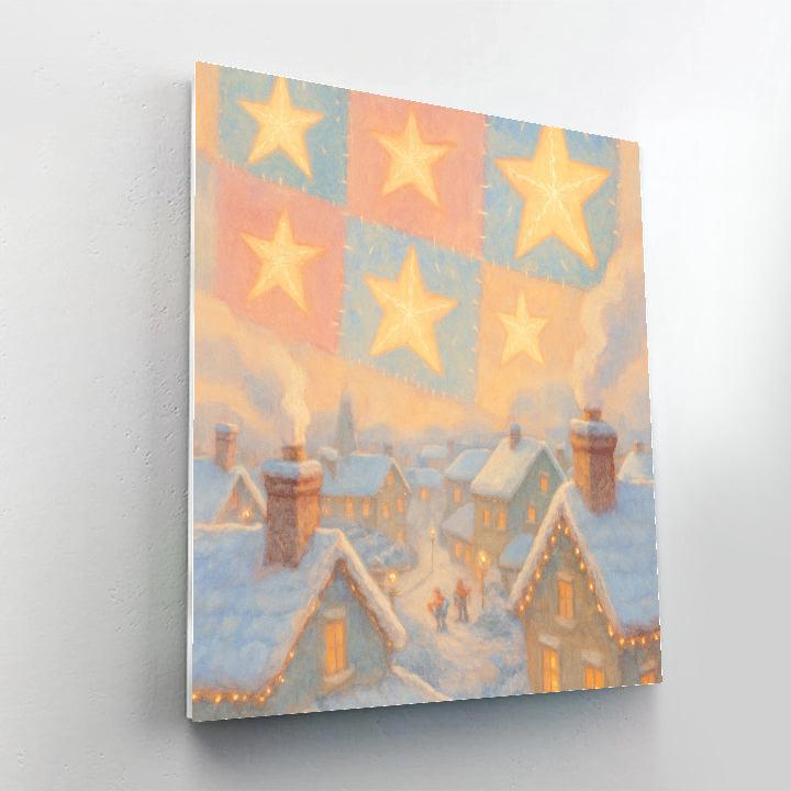 Holiday Quilt Of Stars Over The Rooftop Town Paint by numbers kits