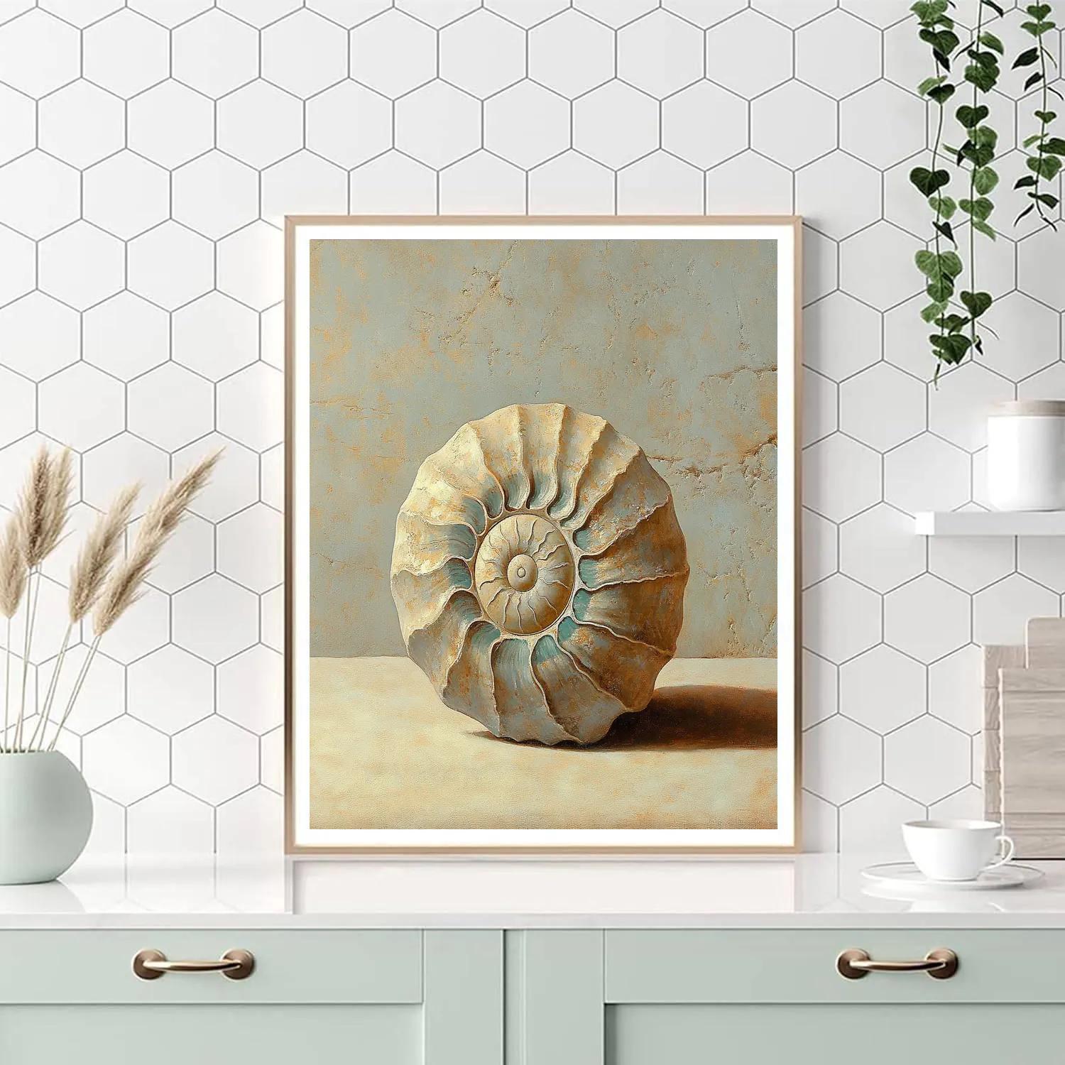 Leonardo Da Vinci Inspired Fossilized Ocean Spiral Painting by numbers kit