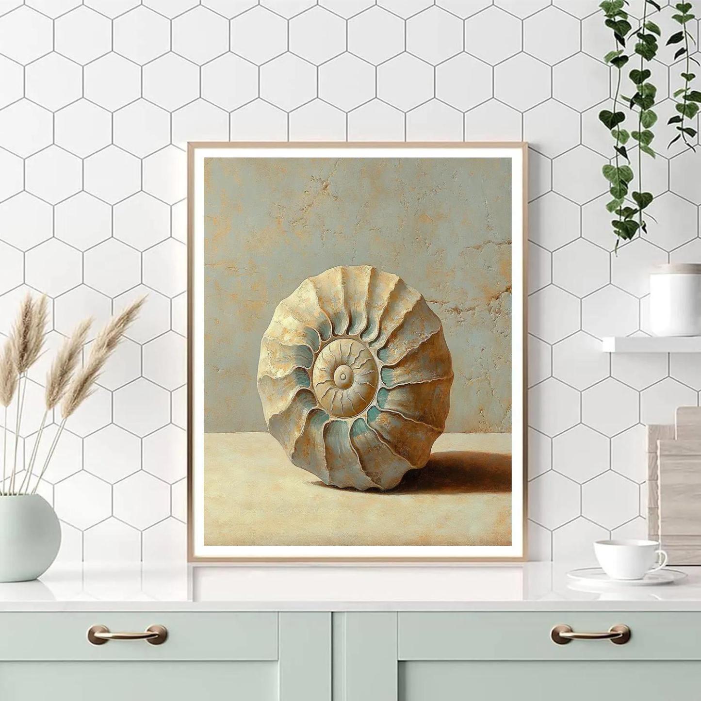 Leonardo Da Vinci Inspired Fossilized Ocean Spiral Painting by numbers kit