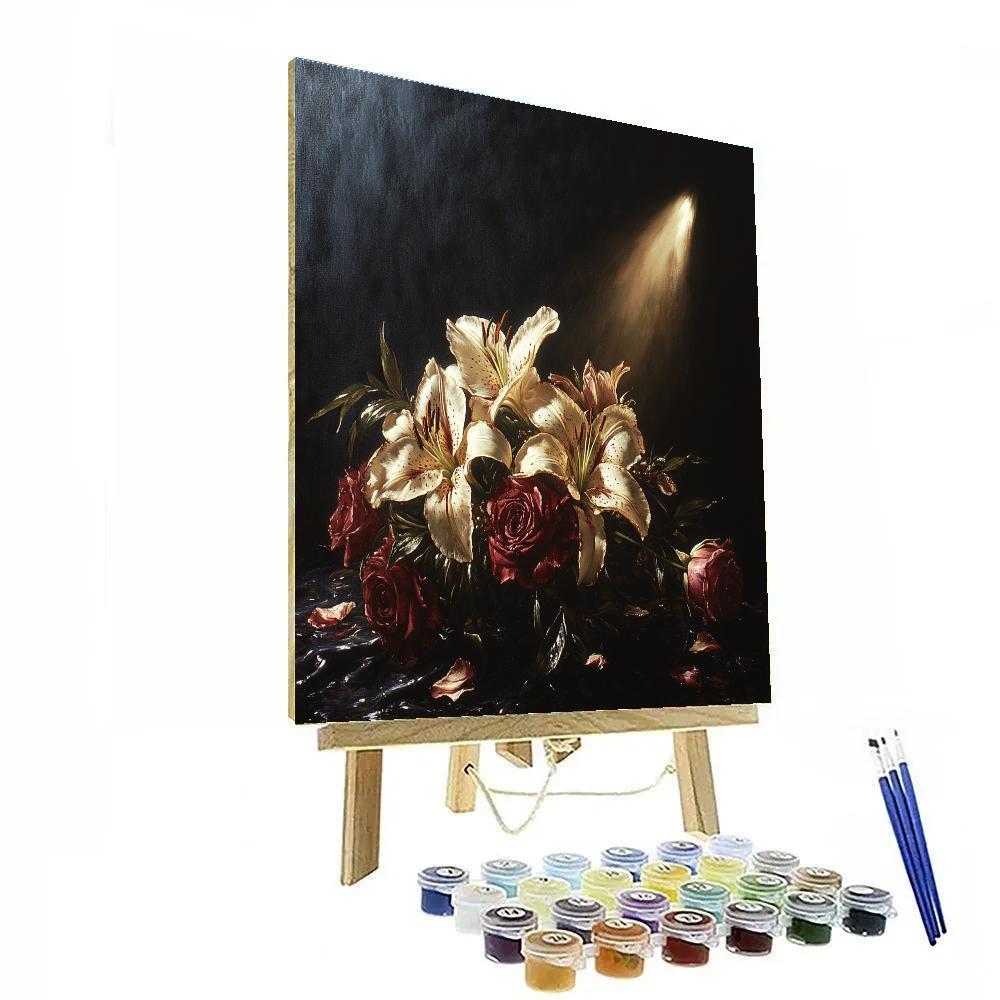 Caravaggio Inspired Nebula Shadow Florals paint by numbers