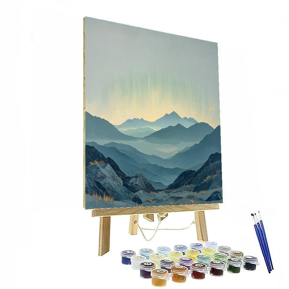Leonardo Da Vinci Inspired Aurora Over Silent Mountains DIY paint by numbers