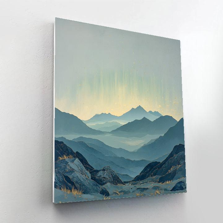 Leonardo Da Vinci Inspired Aurora Over Silent Mountains DIY paint by numbers