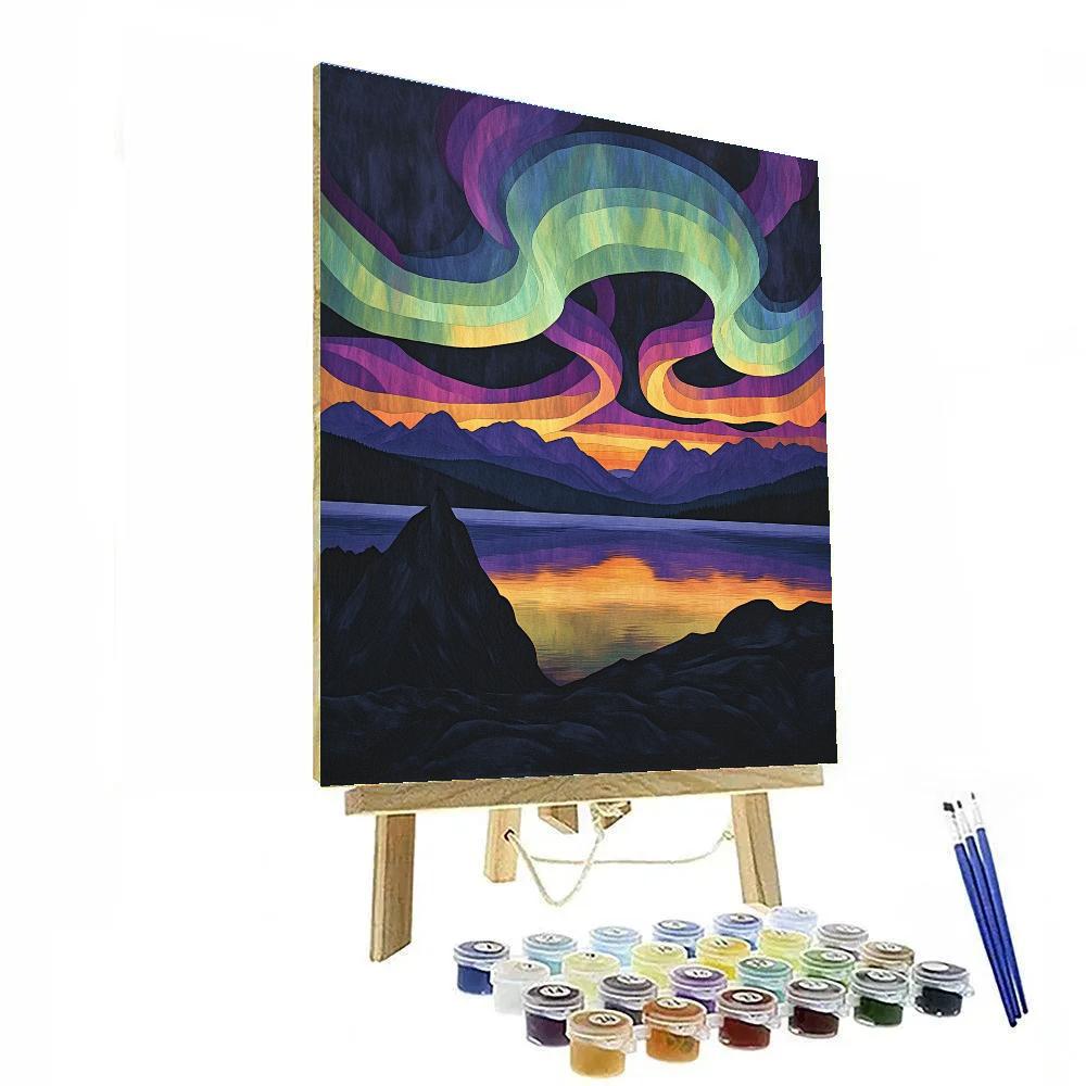 Frederick Varley Inspired Aurora Over Obsidian Ridge DIY paint by numbers