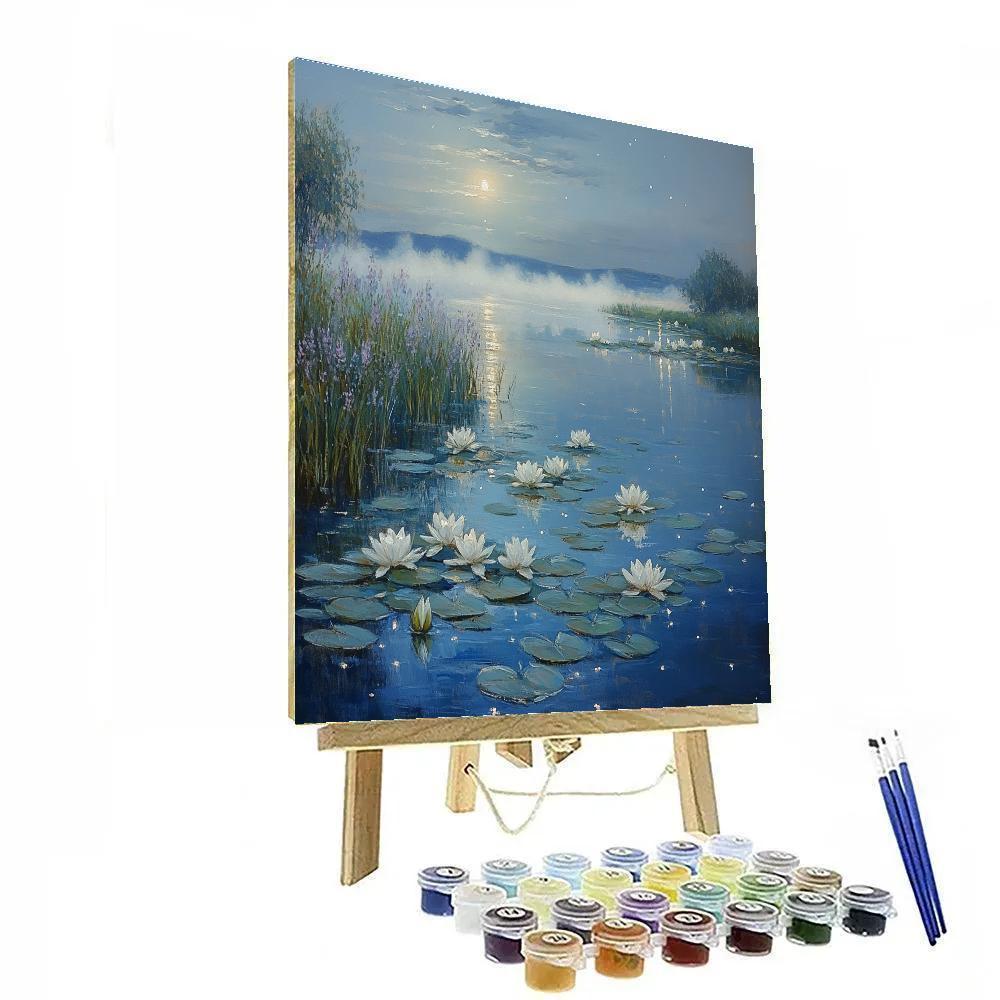 Claude Monet Inspired Water Lilies Under Moonlight paint by color