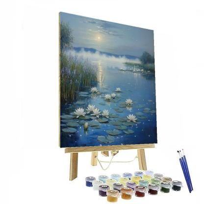 Claude Monet Inspired Water Lilies Under Moonlight paint by color