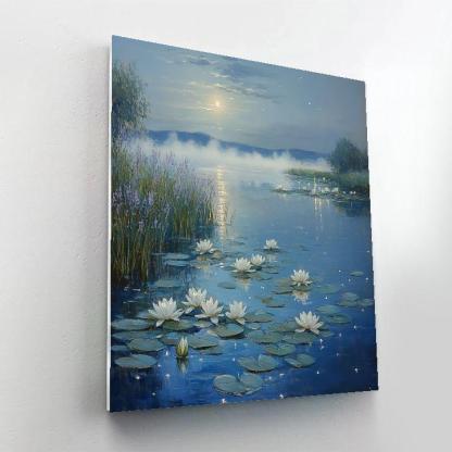 Claude Monet Inspired Water Lilies Under Moonlight paint by color