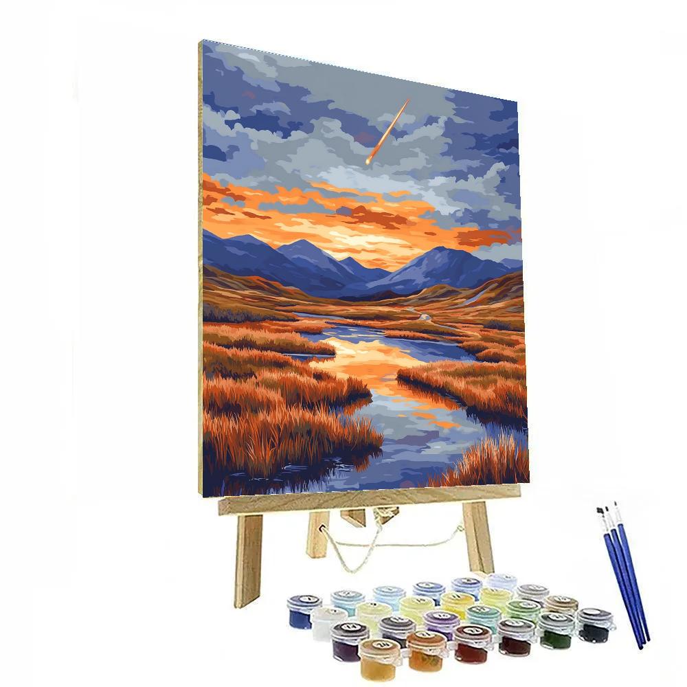 Frederick Varley Inspired Comet Dusk Above Copper Marshlands paint by color