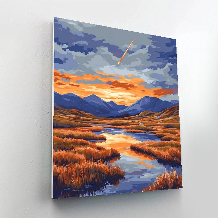 Frederick Varley Inspired Comet Dusk Above Copper Marshlands paint by color