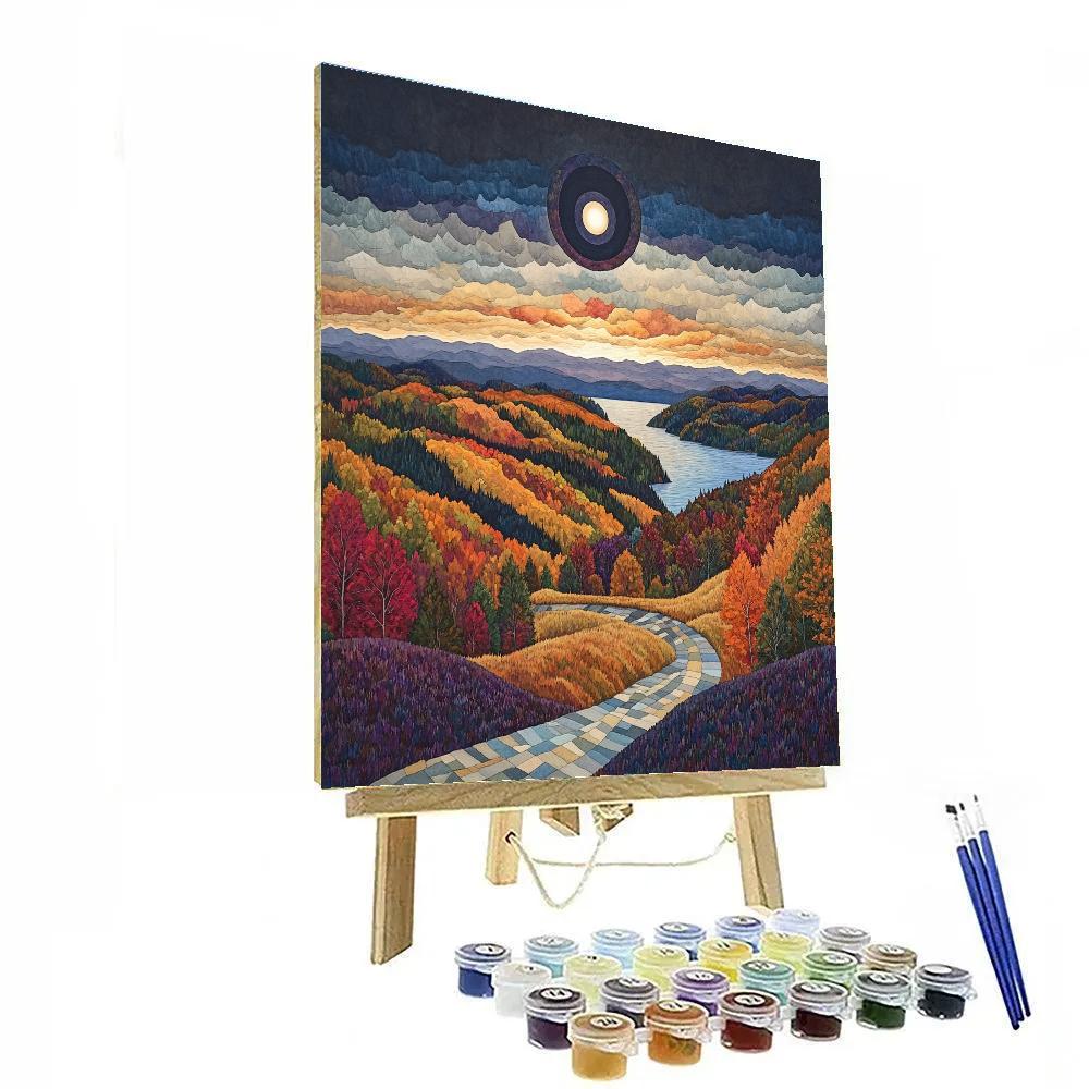 J. E. H. MacDonald Inspired Solar Eclipse Sky Above Autumn Algoma Hills painting number kit