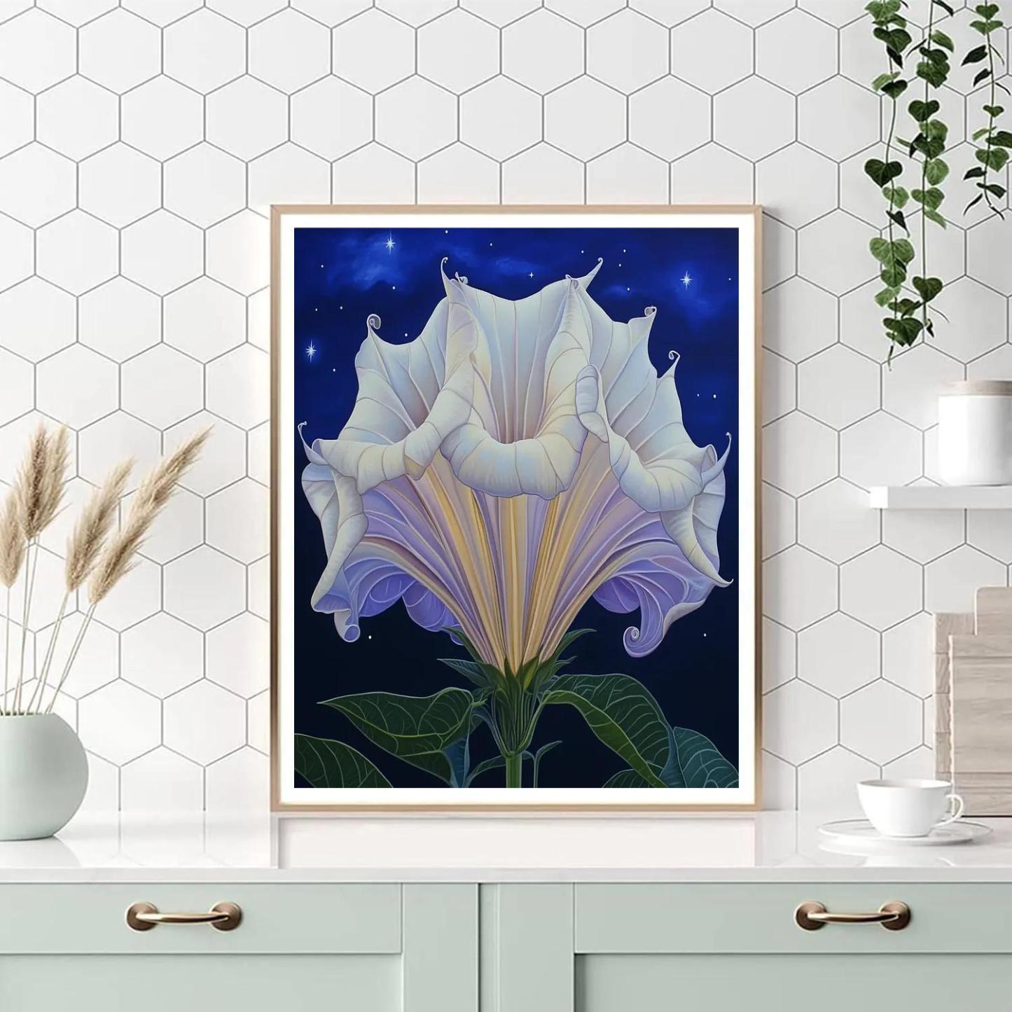 Georgia O’Keeffe Inspired Moonlit Datura Trumpet Bloom painting number kit