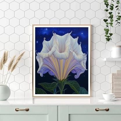 Georgia O’Keeffe Inspired Moonlit Datura Trumpet Bloom painting number kit