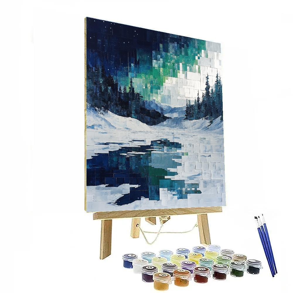Jean-Paul Riopelle Inspired Boreal Aurora Shards Over Frozen Lake DIY paint by numbers
