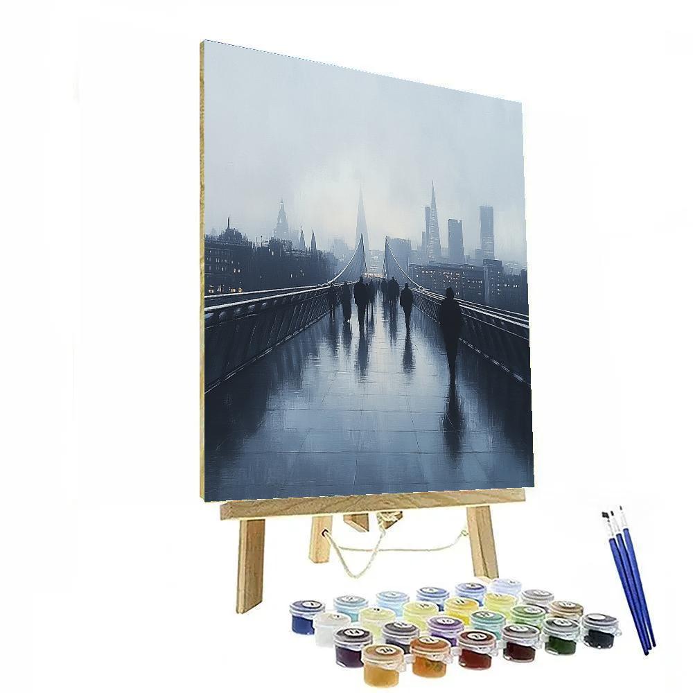 Foggy Morning At Millennium Bridge With St Paul Skyline View London United Kingdom Number painting