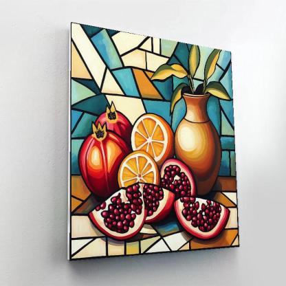 Pablo Picasso Inspired Cubist Orchard Still Life With Pomegranates And Earthenware Paint by numbers art