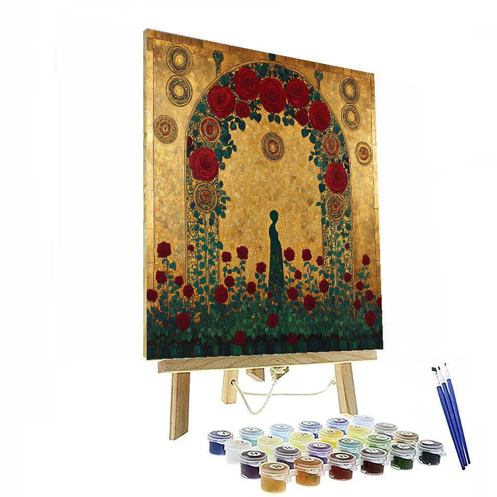 Gustav Klimt Inspired Golden Garden Of Roses paint by numbers