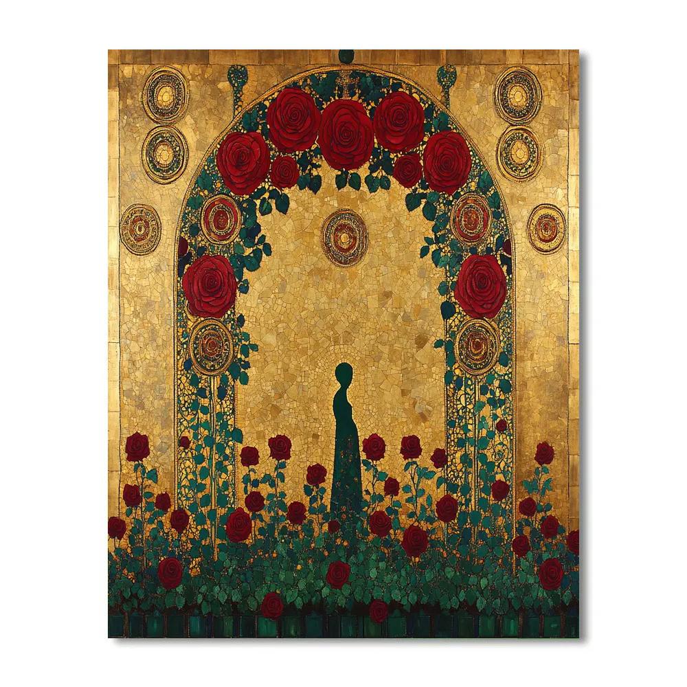 Gustav Klimt Inspired Golden Garden Of Roses paint by numbers
