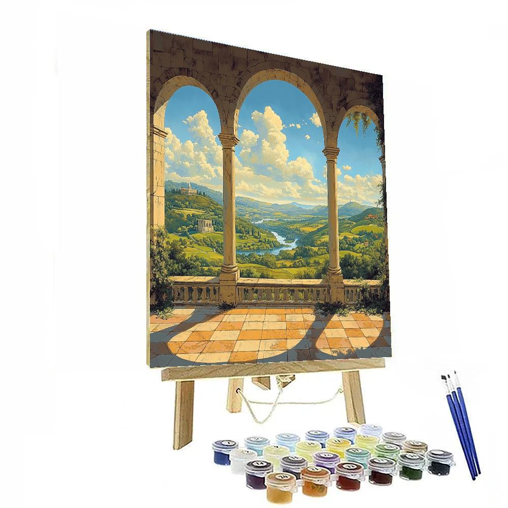 Raphael Inspired Sunlit Loggia Overlooking An Ideal Valley Painting by numbers kit