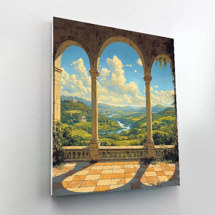 Raphael Inspired Sunlit Loggia Overlooking An Ideal Valley Painting by numbers kit