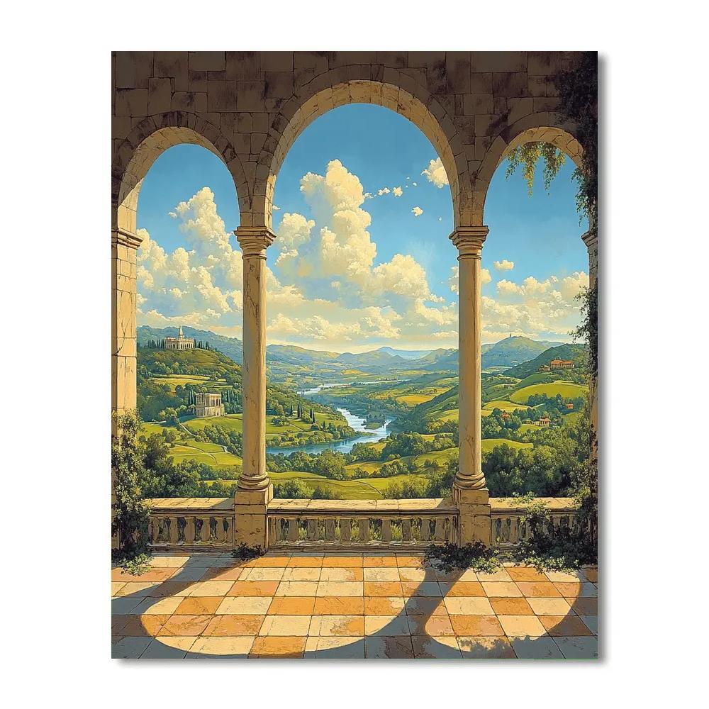 Raphael Inspired Sunlit Loggia Overlooking An Ideal Valley Painting by numbers kit