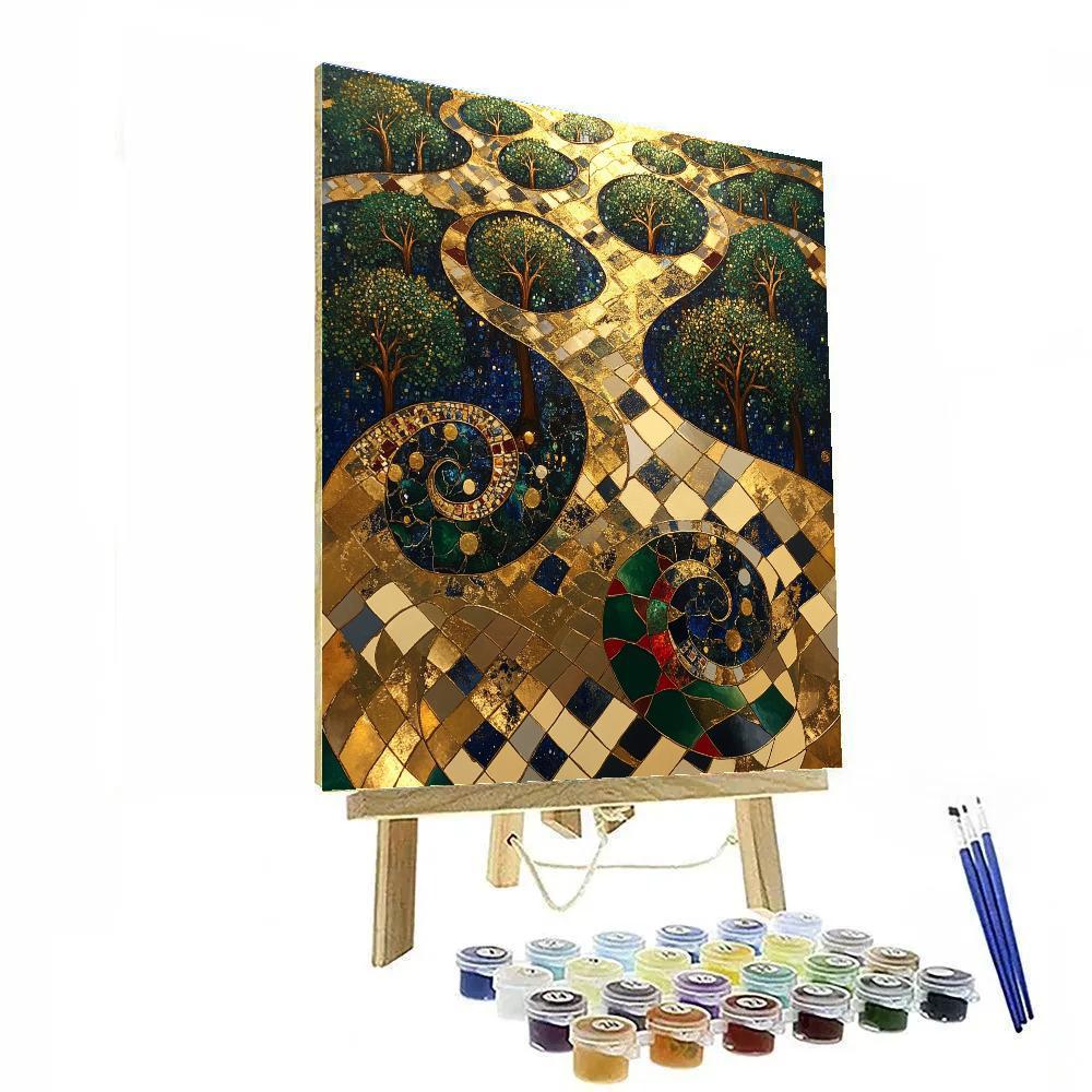 Gustav Klimt Inspired Gilded Aurora Canopy Paint by numbers art
