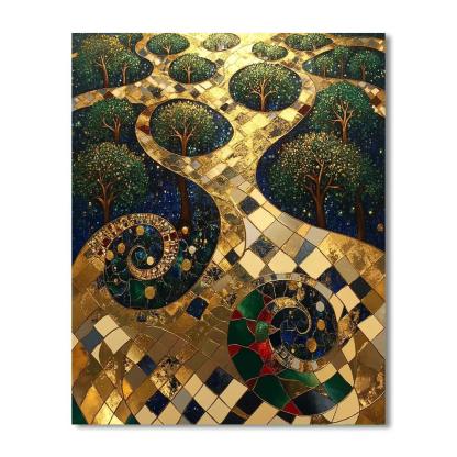 Gustav Klimt Inspired Gilded Aurora Canopy Paint by numbers art