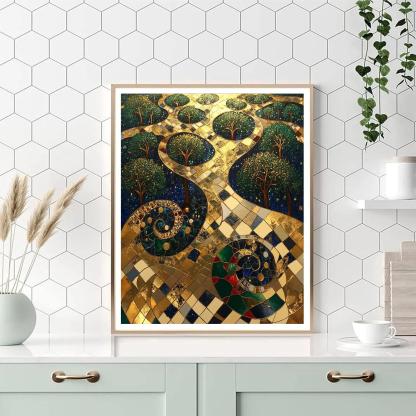 Gustav Klimt Inspired Gilded Aurora Canopy Paint by numbers art