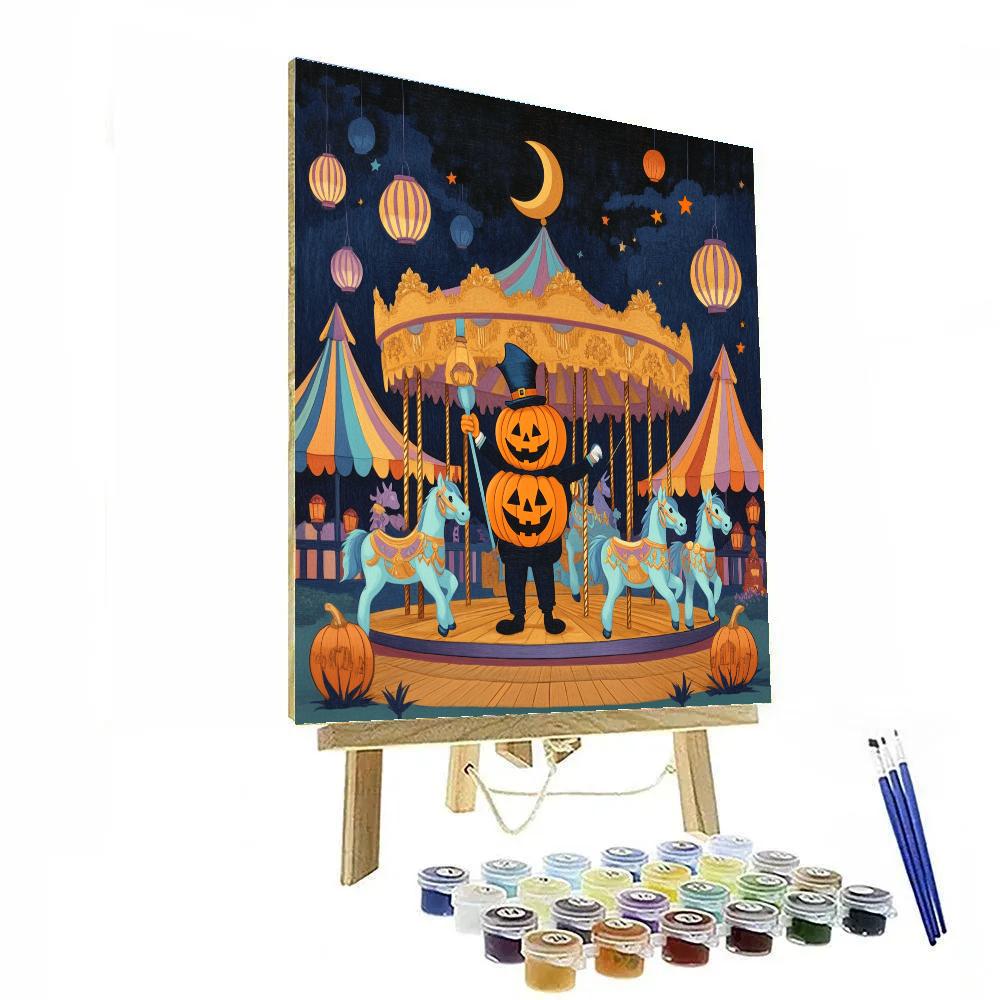 Haunted Carousel Of Storybook Pumpkins Numbered painting kits
