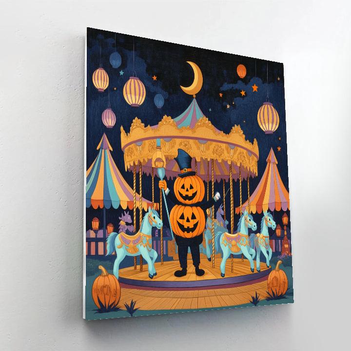 Haunted Carousel Of Storybook Pumpkins Numbered painting kits