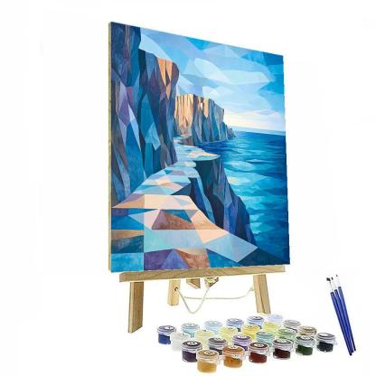 Pablo Picasso Inspired Fractured Coastal Cliffs And Lighthouse Free Horizon painting number kit