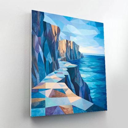 Pablo Picasso Inspired Fractured Coastal Cliffs And Lighthouse Free Horizon painting number kit