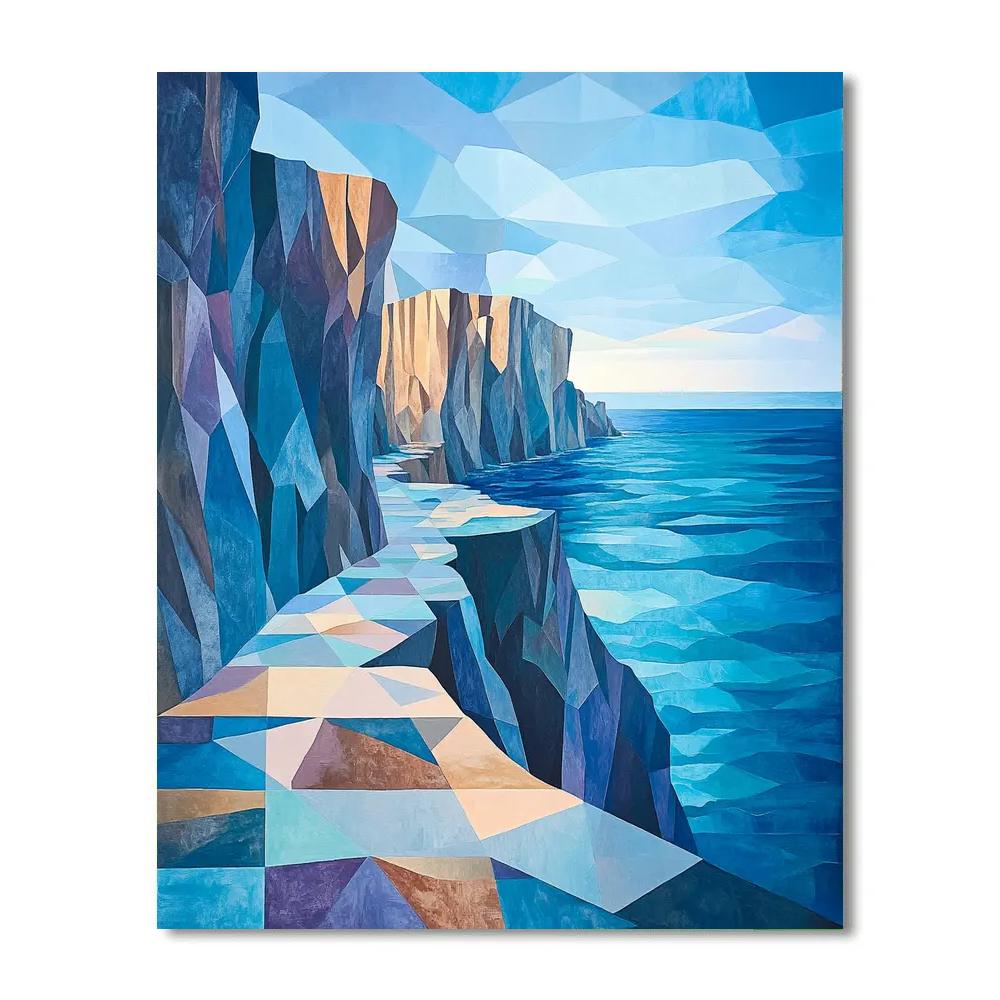 Pablo Picasso Inspired Fractured Coastal Cliffs And Lighthouse Free Horizon painting number kit