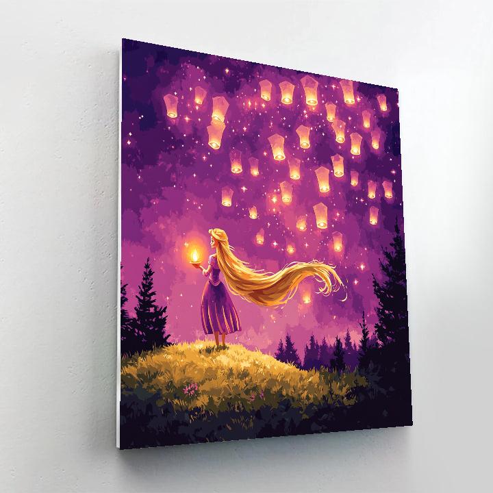 Rapunzel Lanterns In The Nebula Valley painting number kit