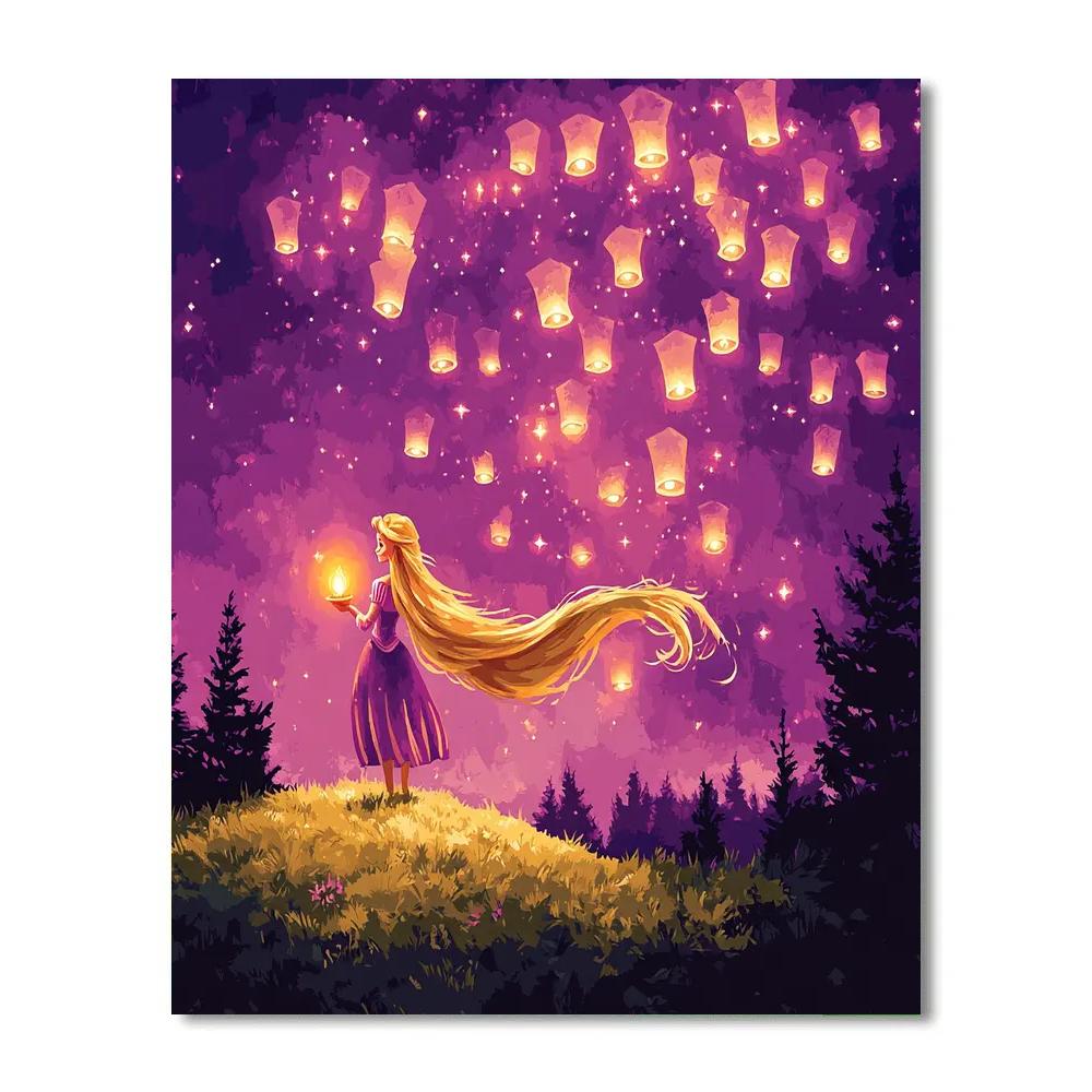 Rapunzel Lanterns In The Nebula Valley painting number kit