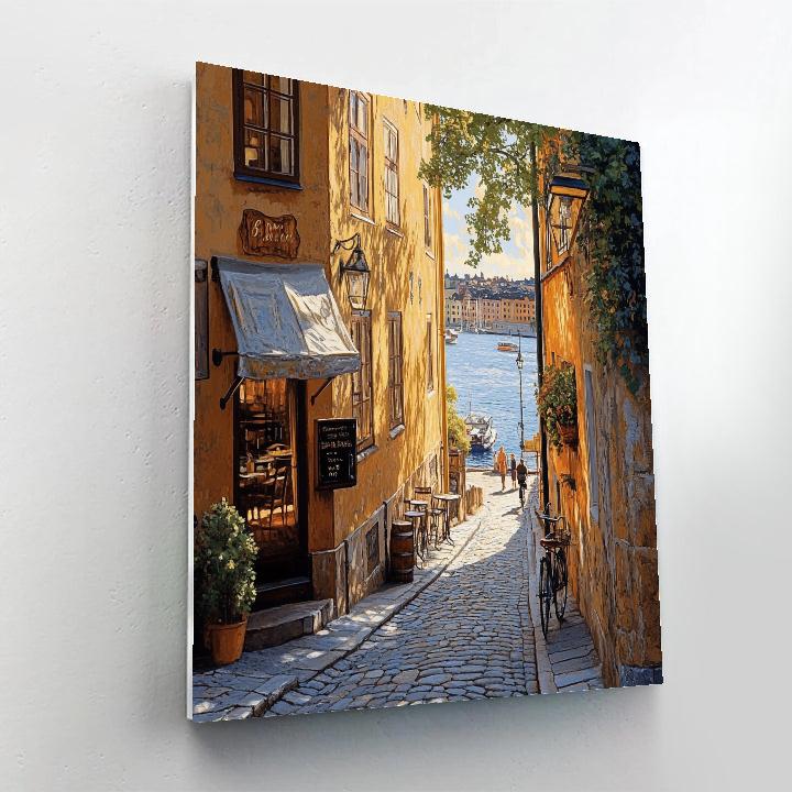 Stone Alleys And Sea Breeze At Gamla Stan Waterfront Stockholm Sweden paint by number