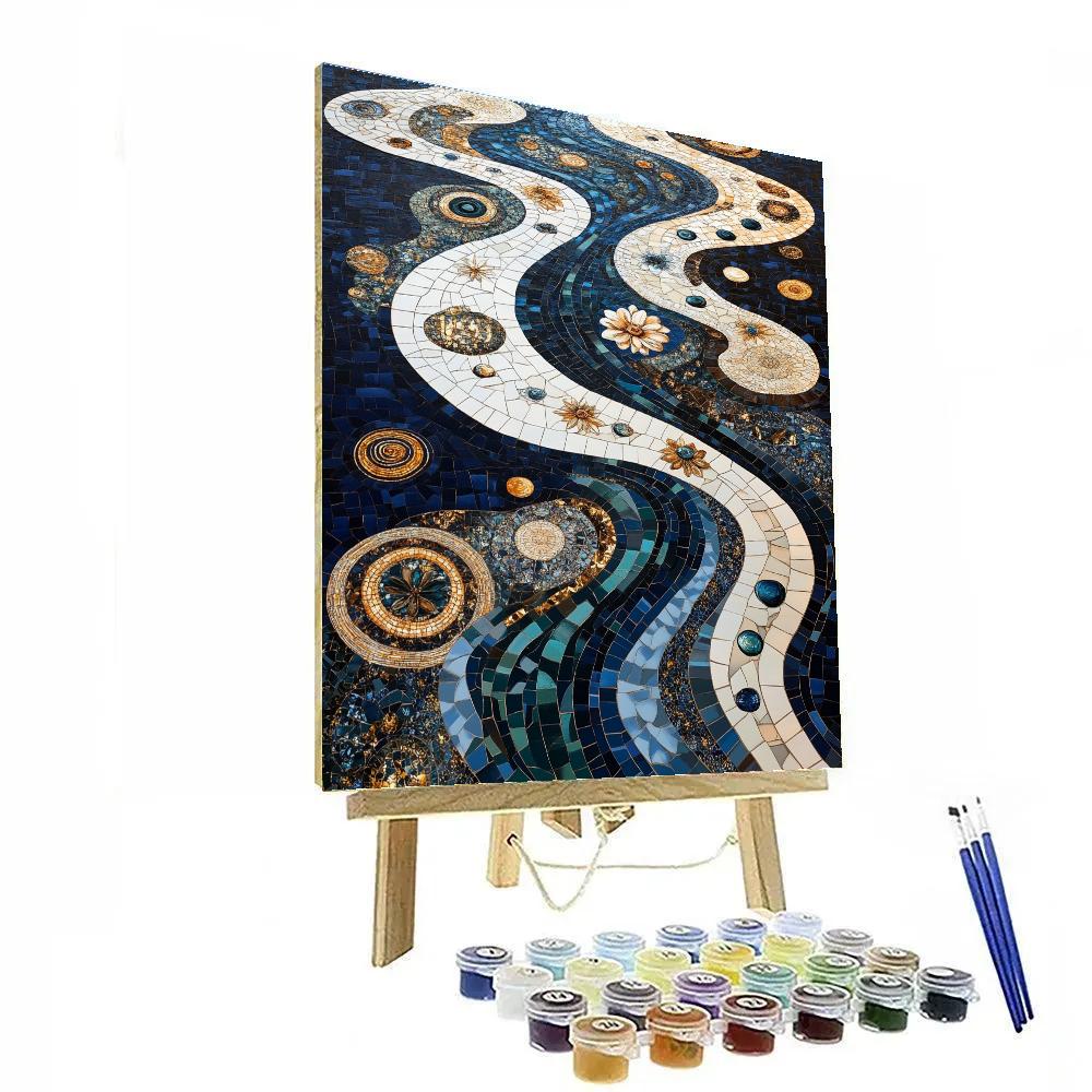 Gustav Klimt Inspired Midnight River Of Blossoms Number painting
