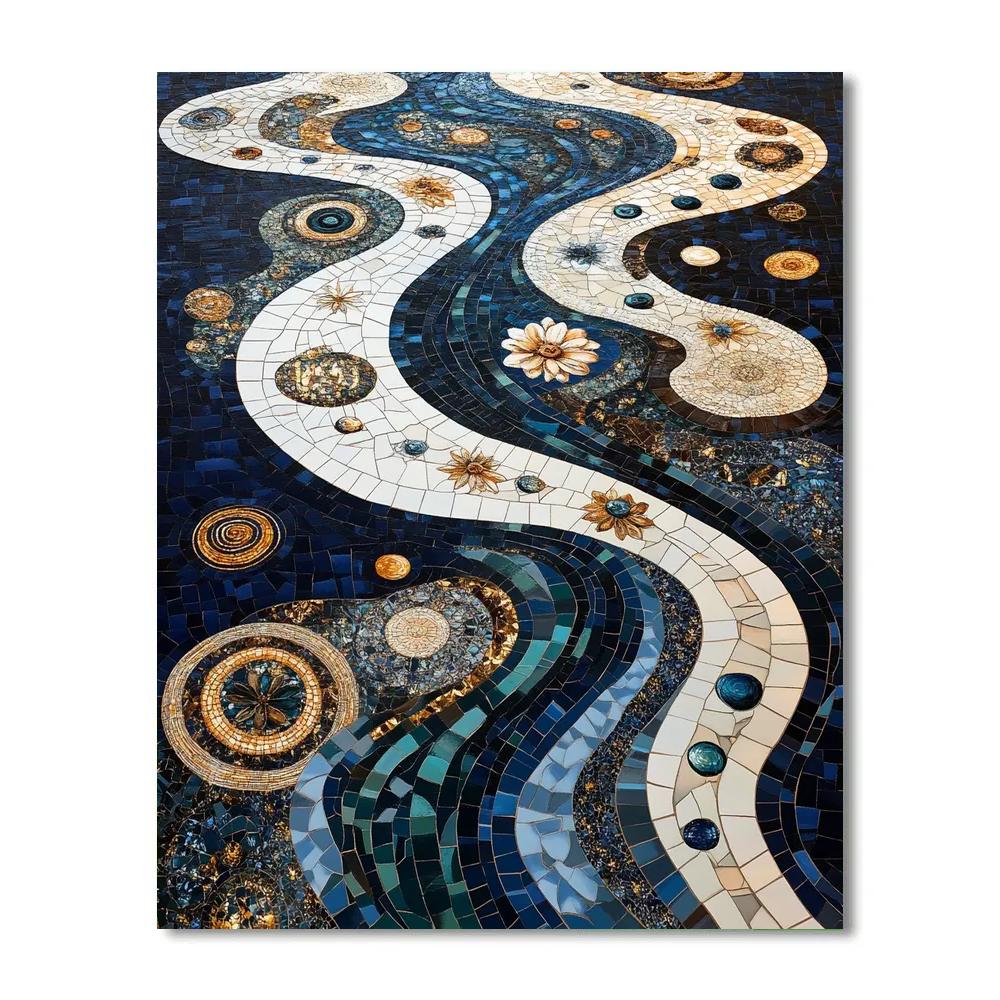 Gustav Klimt Inspired Midnight River Of Blossoms Number painting