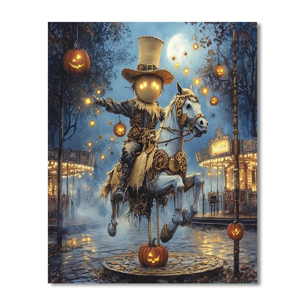 Haunted Clockwork Scarecrow Carousel paint by numbers