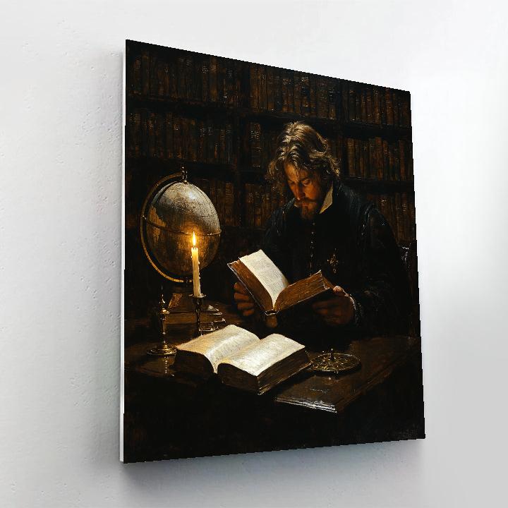 Rembrandt Inspired Candlelit Library Study paint by color