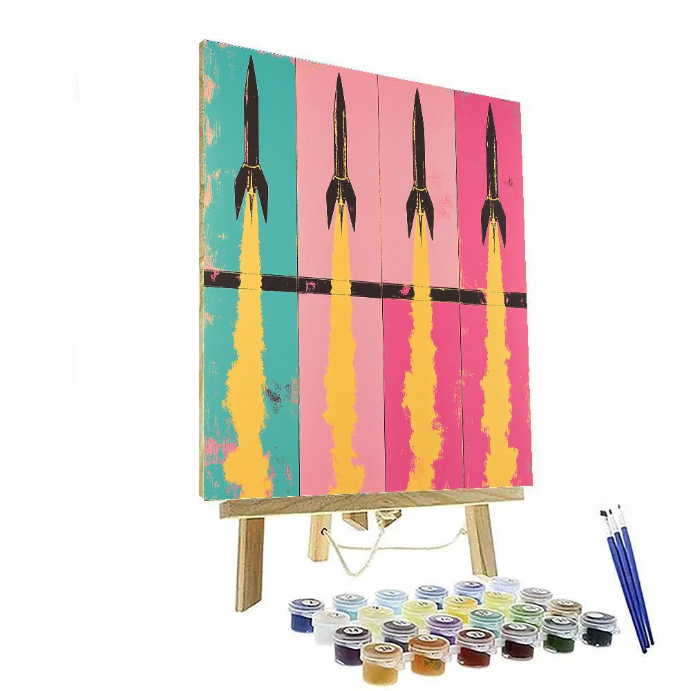 Andy Warhol Inspired Neon Rocket Pop Art Painting by numbers kit