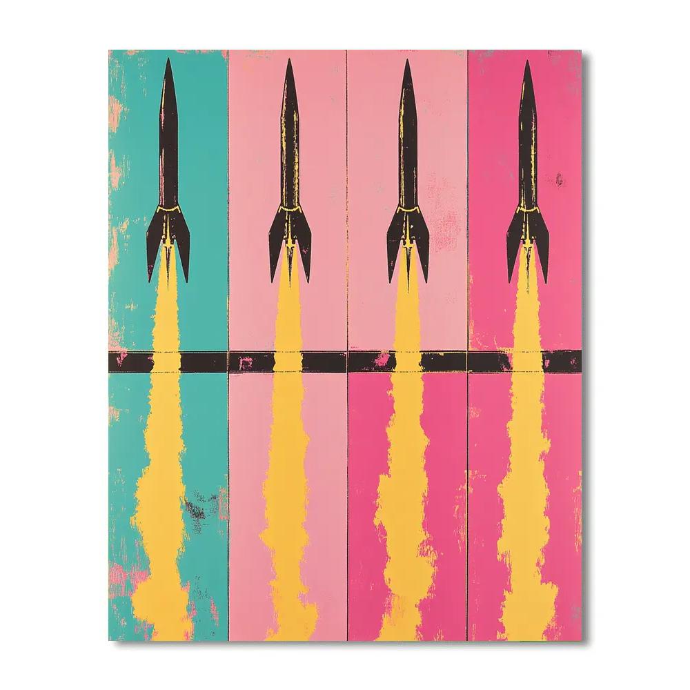 Andy Warhol Inspired Neon Rocket Pop Art Painting by numbers kit
