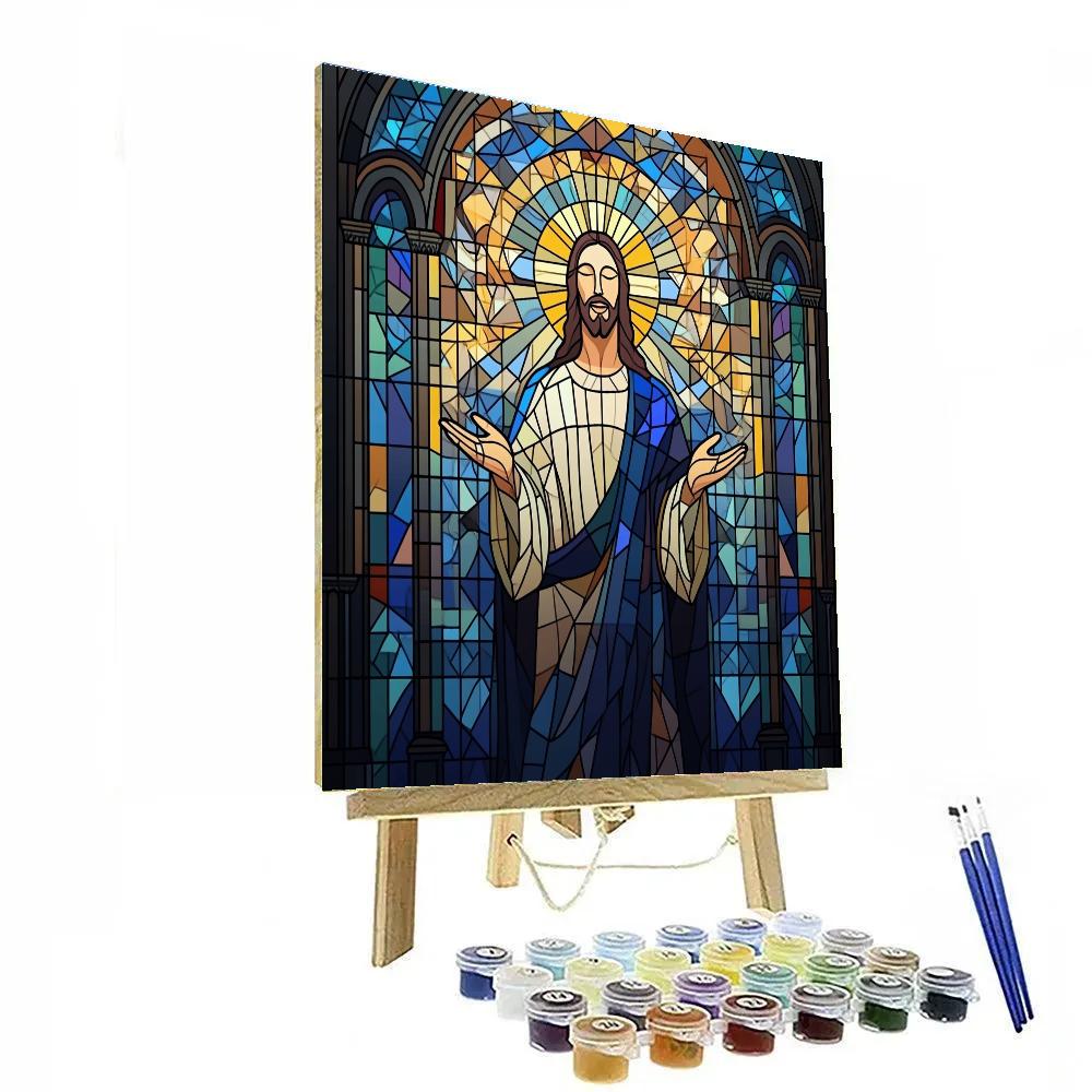Stained Glass Geometry Of Jesus painting number kit
