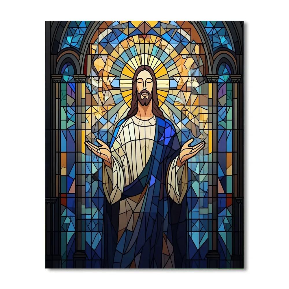 Stained Glass Geometry Of Jesus painting number kit