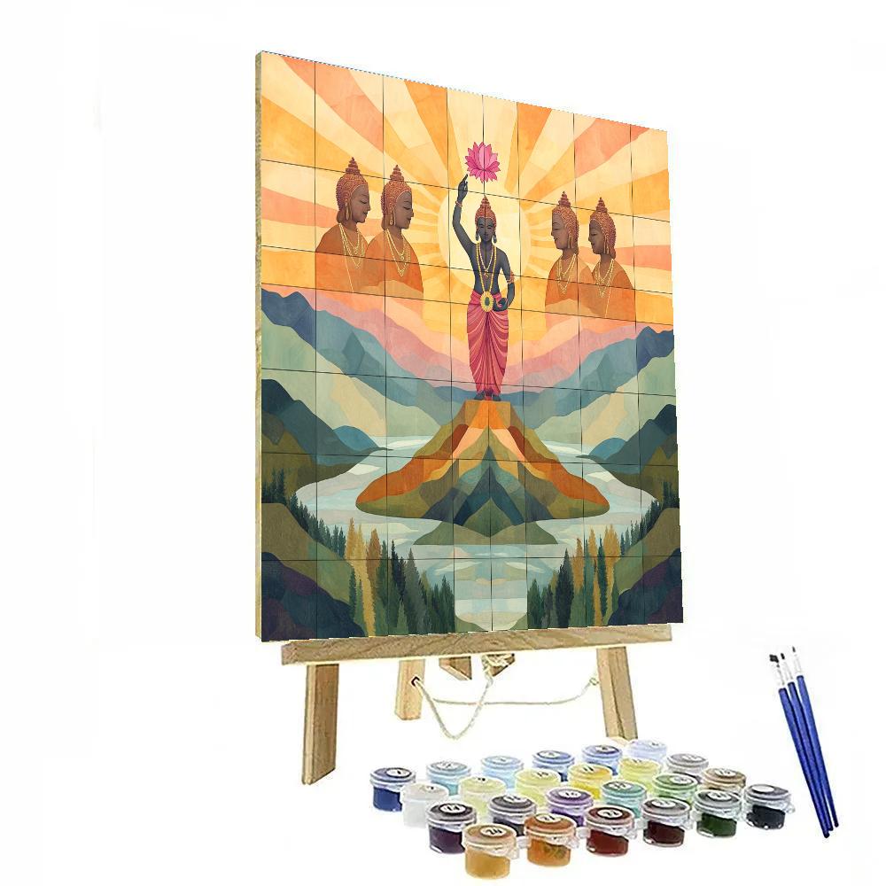 Mountain Sunrise With Brahma Blessing DIY paint by numbers
