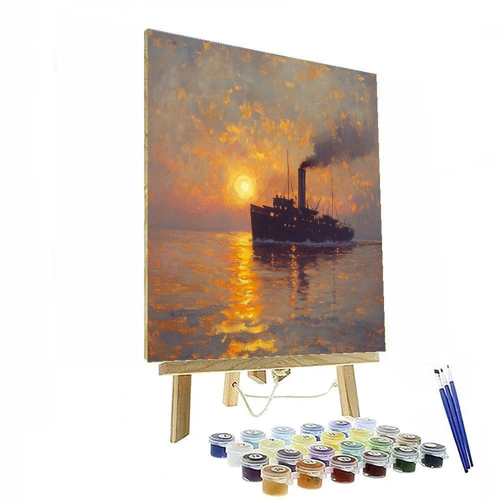 JMW Turner Inspired Ocean Sunset With Steamship painting number kit