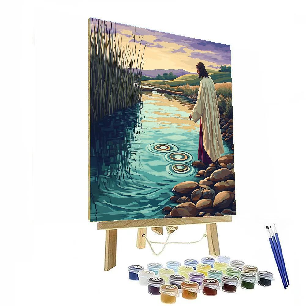 Jesus At The River Of Mirrored Reeds Numbered painting kits